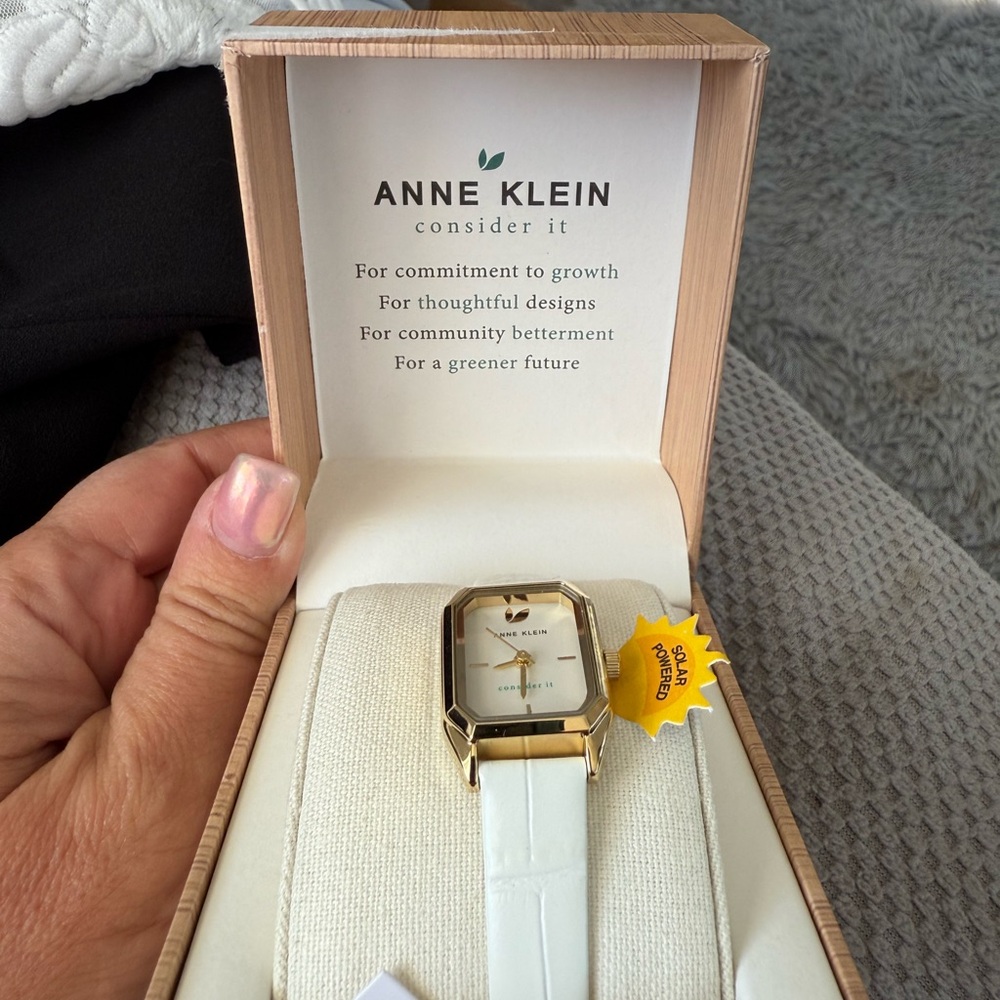Anne Klein Gold-Tone Watch with White Strap